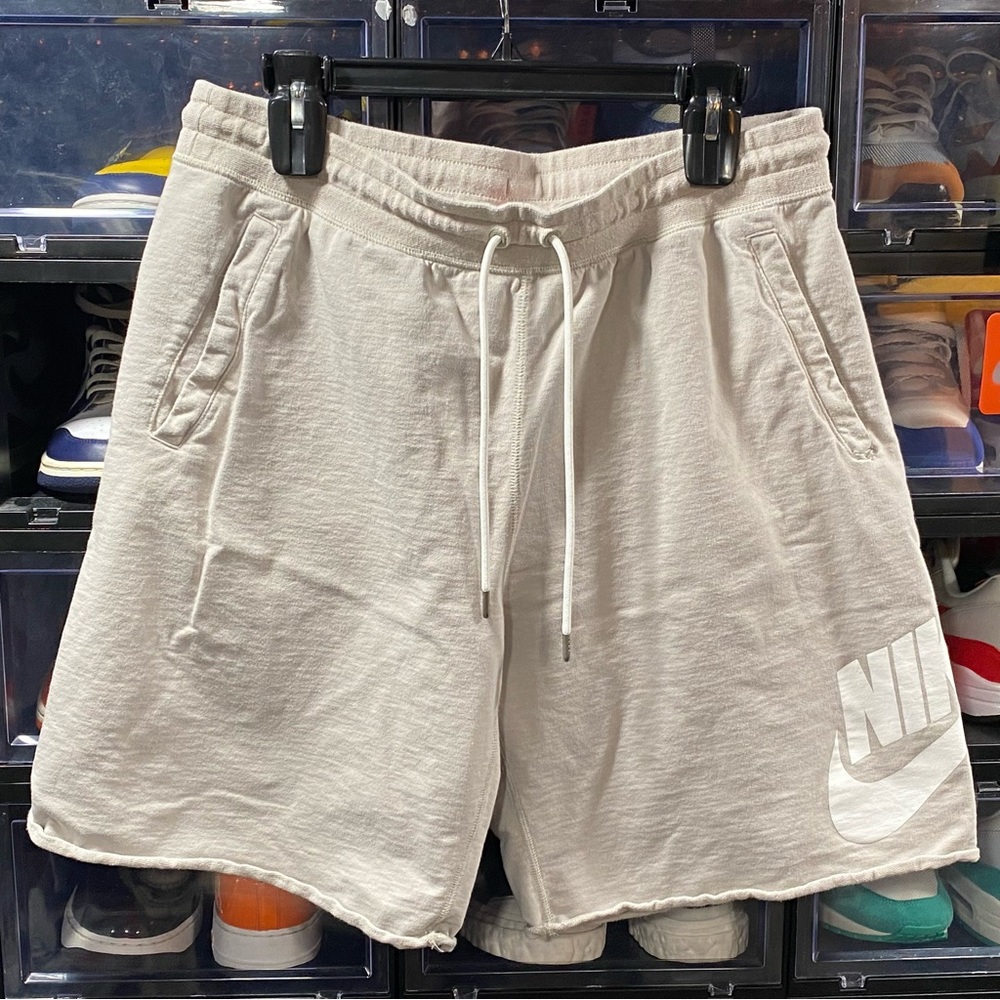 VINTAGE NIKE BOARD SHORTS • BONE WHITE• 100% COTTON • XL • SUMMER GYM SHORTS